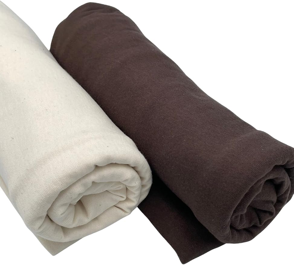 Pack N Play Sheets Fitted 24 x 42, Compatible with BabyBjorn, Guava Lotus and Similar - 100% Jersey Cotton - Soft, Durable & Hypoallergenic, 2-Pack, Cream & Brown, by SheetWorld, Made in USA