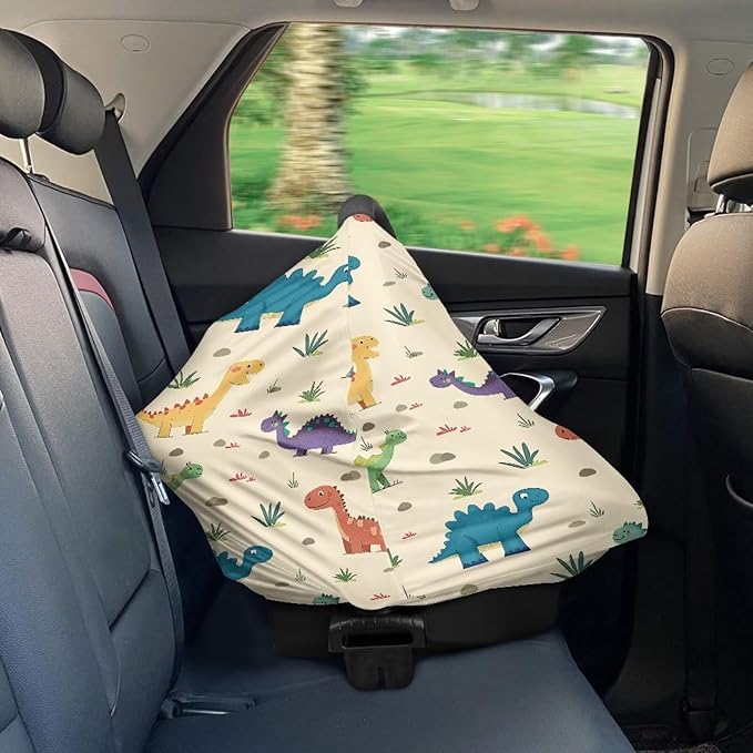 Cute Dinosaur Car Seat Covers for Babies,Nursing Covers for Breastfeeding Baby Car Seat Canopy for Girls, Boys,Nursing Essentials for Breastfeeding Women Infant Stroller Privacy Protection