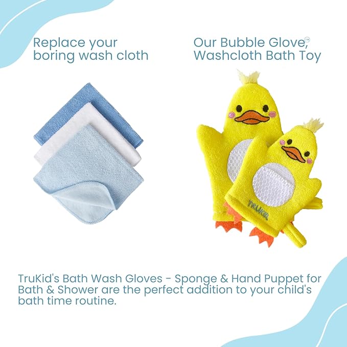 TruKid Vanilla Bubble Podz & BubbleGlove Set – Includes Bubble Bath Pods and 2 Wash Gloves for Parent and Child