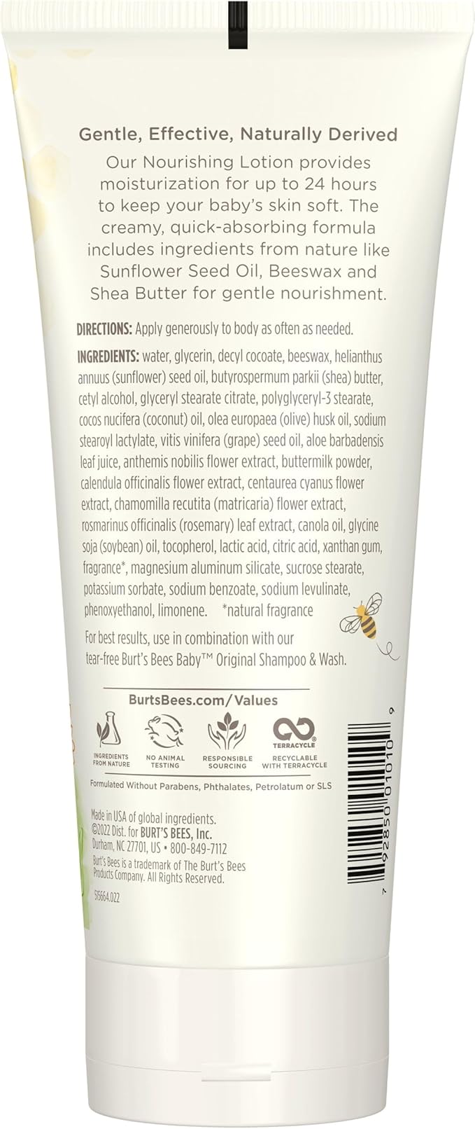 Burt's Bees Baby Nourishing Lotion, Original Scent Baby Lotion - 6 Ounce Tube - Pack of 3