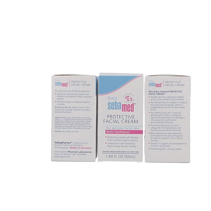 SEBAMED Baby Protective Facial Cream Ultra Mild Gentle Hydrating Face Moisturizer for Delicate Skin (50mL) Pack of 3