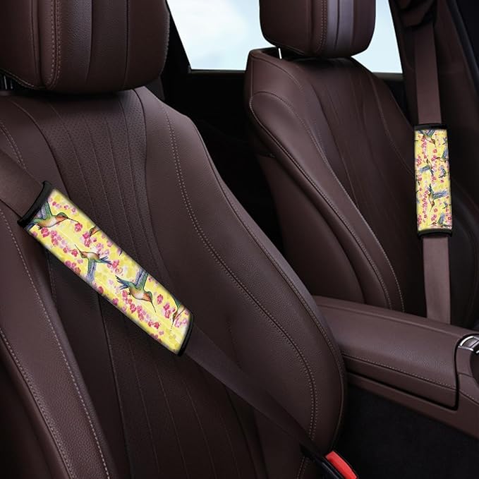 Hummingbird Seat Belt Cover for Adult Kids,2 Pcs Travel Cushion Seatbelt Pad Fashion Car Interior Crossbody Decor Protector
