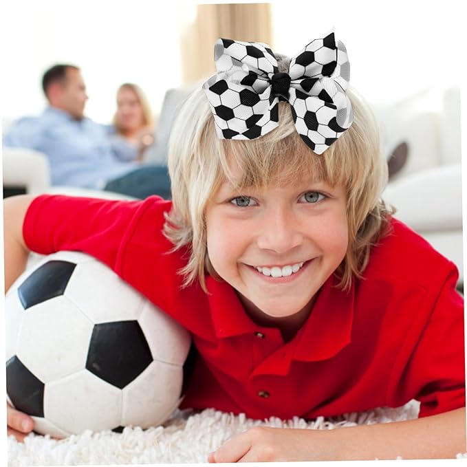 FRCOLOR Soccer Hair Bows for Girls 3 Pack Lightweight Football Hair Clips Toddler Soccer Bow Accessories for Sports Parties and Fans