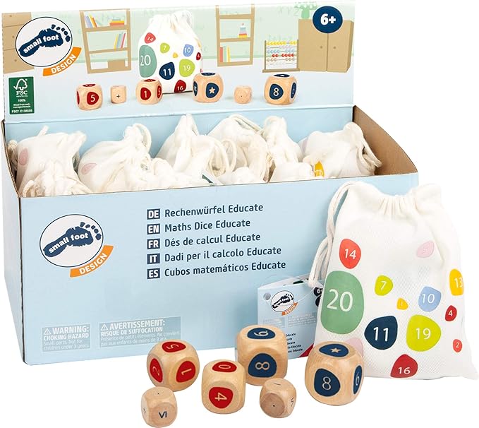 Small Foot 11368" Educate Wooden Cube Display, FSC 100%-Certified, Learning Toy for Maths Fans, Multicolored