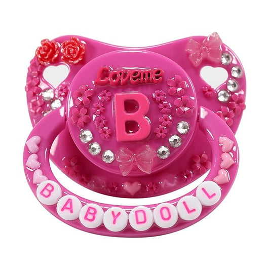 CutiePlusU Adult Sized Pacifier Dummy Big Shield DIY Handmade- DarkPink