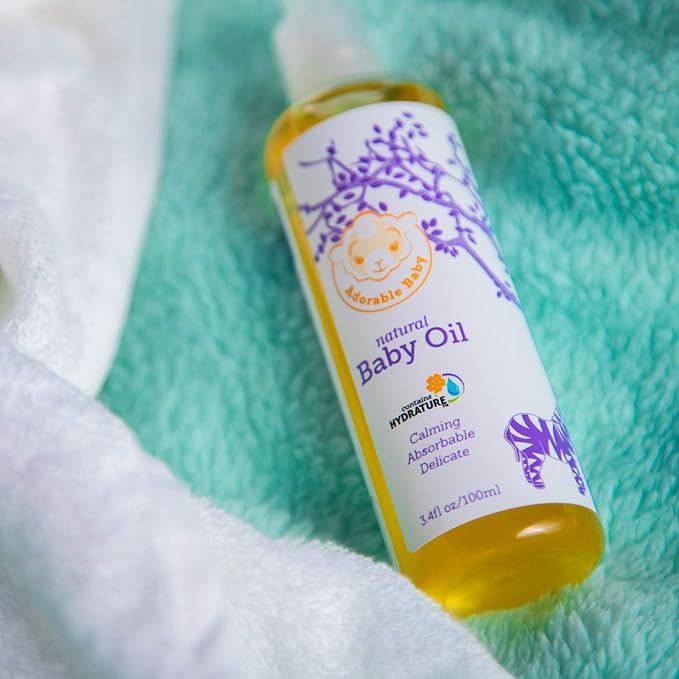 Natural Baby Oil, EWG VERIFIED for Safety, Contains Hydrature for Added Moisturization, 3.4 oz.