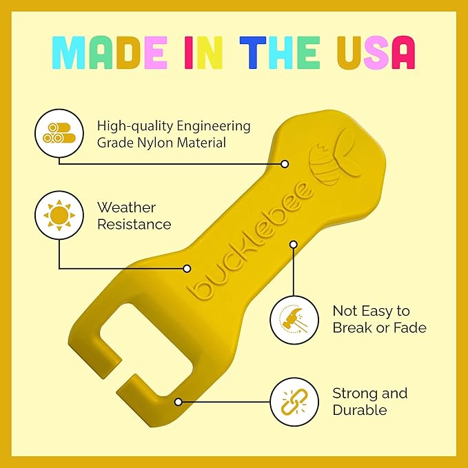 BUCKLEBEE Easy Car Seat Buckle Release Aid for Children Unbuckle Car Seat Release Tool - Button Pusher - Opener For Nails - (Yellow and Teal)