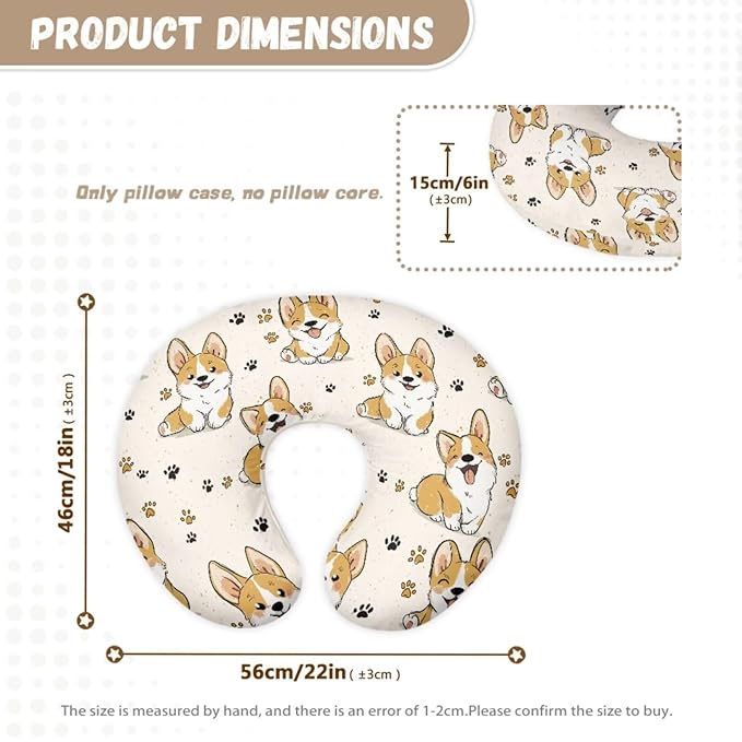 Corgi Basket Covers Nursing Pillow Cover for Baby Paw Prints Multi - use Baby Essentials Breathable Washable Stain Resistant and Scratch Resistant