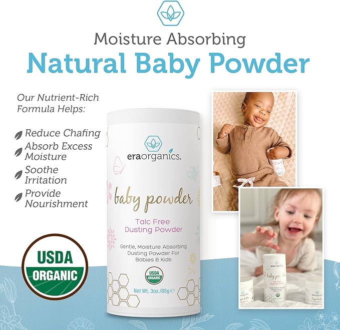 USDA Organic Baby Care Duo – Talc-Free Baby Powder & Healing Ointment for Sensitive Skin – Natural Relief for Eczema, Rashes, Cradle Cap, and Diaper Rash