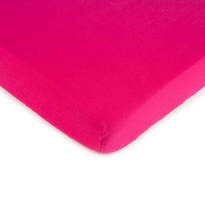 SheetWorld Fitted 100% Cotton Jersey Pack N Play Sheet 29 x 42, Hot Pink, Made in USA