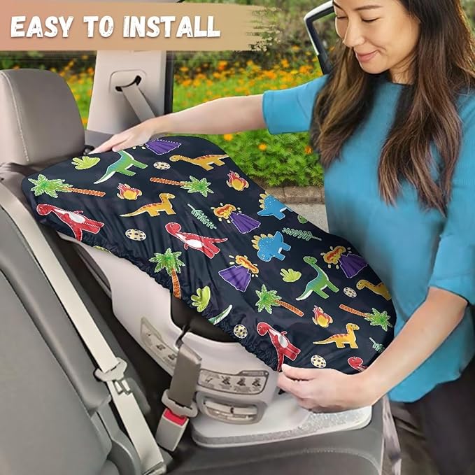 XYZCANDO Dinosaurs Summer Baby Car Seat Cover Cartoon Car Seat Sun Cover for Baby Stretch Summer Carseat Cover Protect from Sun/Hot Days Novelty Toddler Car Accessories Gift for Her
