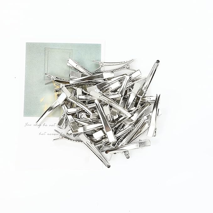 Cinaci 50 Pack 5cm/2" Small Solid Silver DIY Plain Metal Duckbill Alligator Hair Clips Barrettes Hairgrips for Women Baby Girls Toddlers Kids Hair Accessories