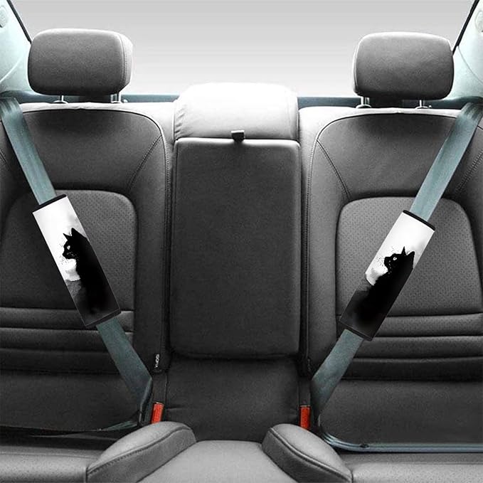 Car Seat Belt Pads Black Cat Automotive Seat Belt Pads Seat Belt Neck Protector Seat Belt Shoulder Pads Car Seat Belt Cover 2 Pack Seat Belt Cover Auto Seat Belt Cover Seatbelt Shoulder Pad