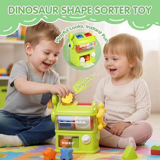 Montessori Baby Toys Eating The Shapes, Interactive Shape Sorter Toys for Toddlers, Fine Motor Skills Matching & Sorting Learning Toys for 1 2 3 Year Old Boys Girls