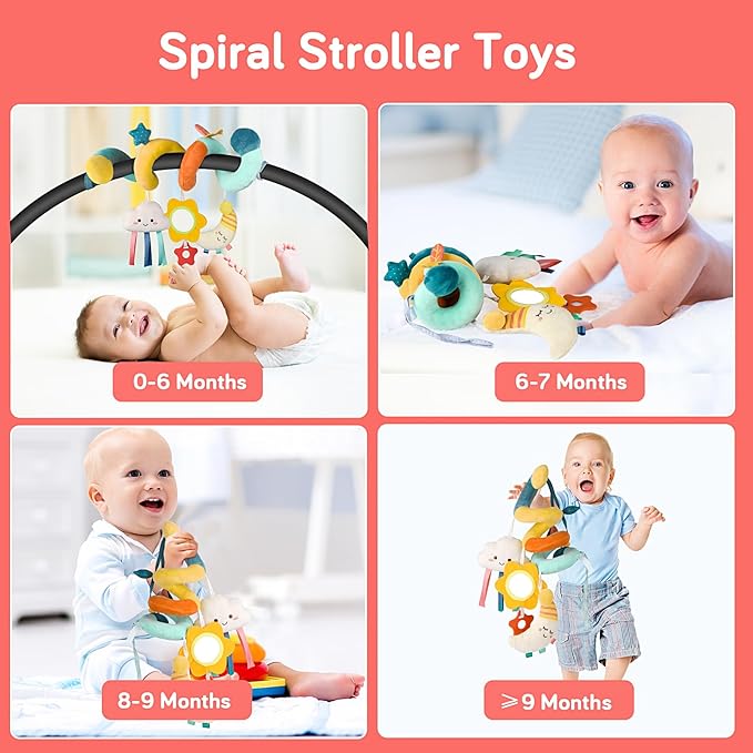 Car Seat Toys Infant Toys 0-6 Months Newborn Toys, Stroller Toys Baby Toys 0-3 Months, Baby Toys 0-6 Months for Crib Mobile Bassinet with Rattles Jingle Mirror Teether for 0 3 6 9 12 Boys Girls Babies