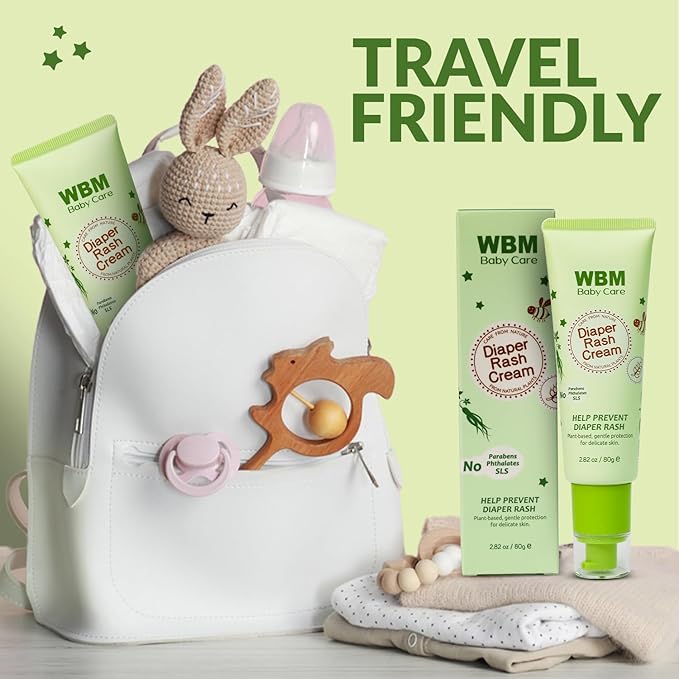 WBM Diaper Rash Cream | Baby Rash Relief Ointments Cream | Cruelty-Free, Hypoallergenic, Soothing, Moisturizing with Zinc Oxide | Gentle for Baby Skin | 2.82 oz