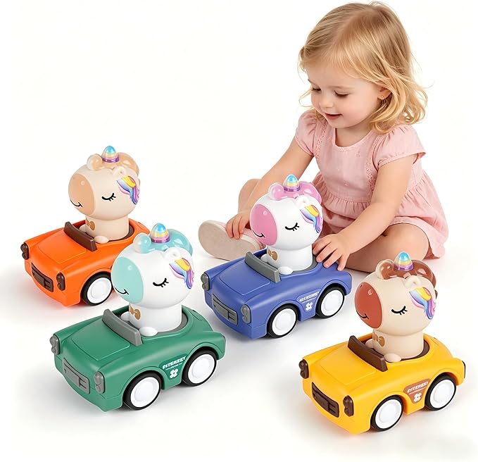 Press to Go Car Toys for Toddlers 1-3, Animal Baby Cars, Push Go Friction Inertia Car, Infant 6-9-12-18 Month, 1st Birthday Gift for 1-2 Year Old Boy Girl