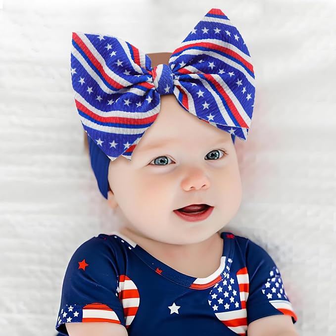 4th July 6“ Large Bow Nylon Headband