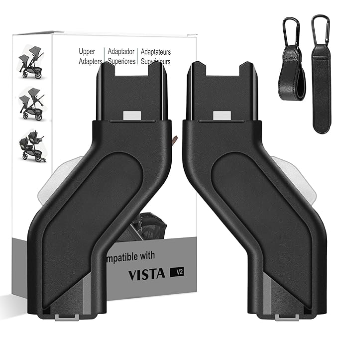 Upper Adapter Compatible with UPPAbaby Vista and Vista V2 and Vista V3 Strollers/Bassinet, Toddler Seat, Aria, Mesa V2, or Mesa Max Infant-Secure (Car Seats Accessories 1Set+2 Pcs Stroller Hooks)