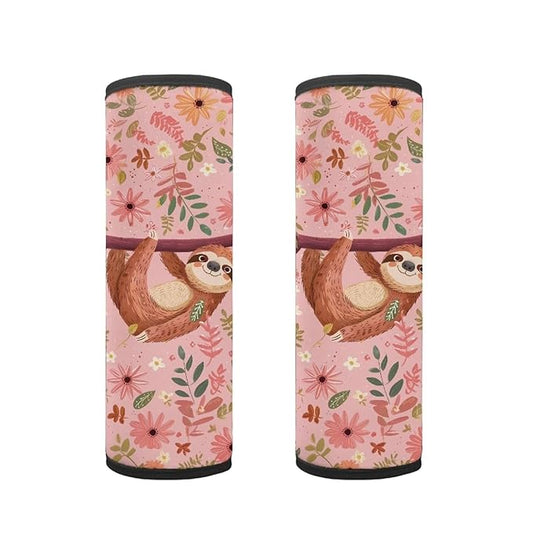Biyejit Sloth Flowers Car Seat Strap Covers for Baby Kids, Anti-Slip Football Print Seat Belt Covers Strap Pads Cushion for Boy Girl, Protect Neck and Shoulder for Stroller, 2 Pack