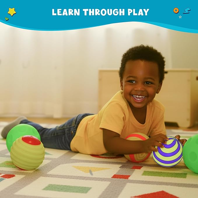 Get Ready Kids Sensory Balls for Toddlers & Babies - Set of 6 Colorful Textured Tactile Balls - Baby Toys for 6-12 Months & 1 Year Old - Developmental Play, Motor Skills, Therapy & Montessori Learning