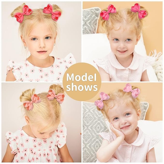 50PCS 3Inch Hair Bows for Girls Grosgrain Ribbon Toddler Hair Accessories with Alligator Clips for Toddlers Baby Girls Kids Teens in Pairs