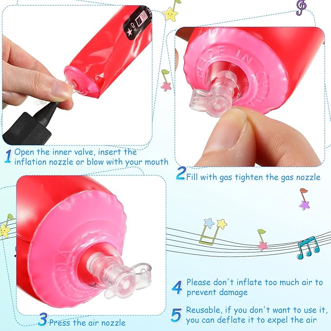 60 Pieces Inflatable Microphones Large Blow up Microphone Assorted Colors Inflatable Microphone Pretend Microphone Inflates Plastic Toy Props for Christmas Birthday Musical Concert Party Supplies