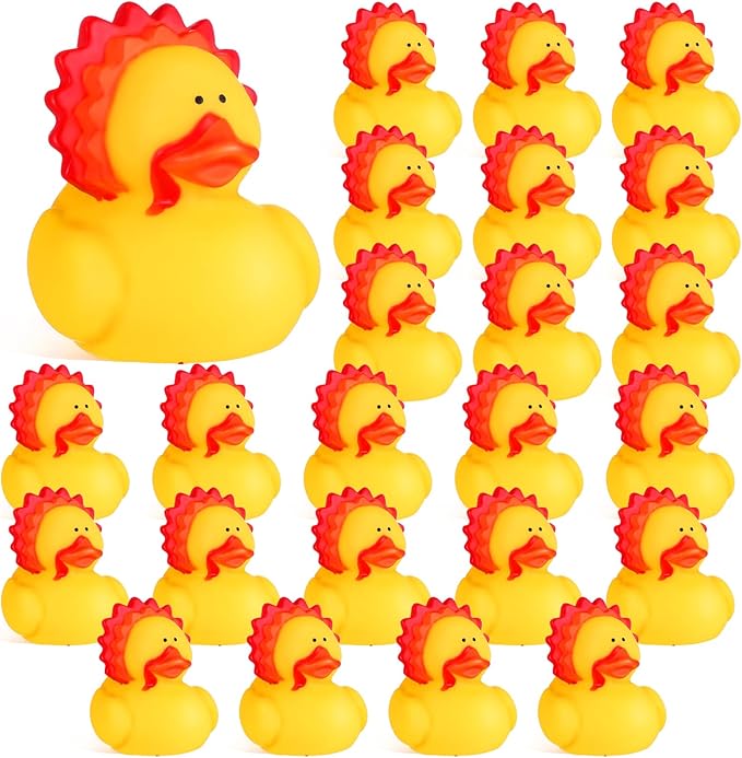 Realspring 24 Pcs Rubber Ducks Bulk Halloween Rubber Ducks Goodie Bag Fillers Trick or Treat Supplies for Thanksgiving Christmas Party Favors Gift(Turkey)
