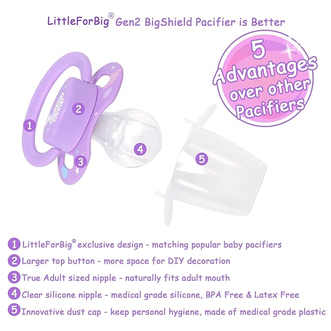 LittleForBig Bigshield Generation-II Adult Sized Pacifier Little Fantasy Pattern
