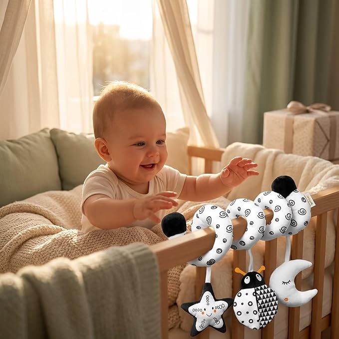 Multi-Use Baby Spiral Activity Toy – Spiral carseat Toy for Car Seat, Stroller,Play Gym, Keeps Baby Quiet, Easy Travel Solution