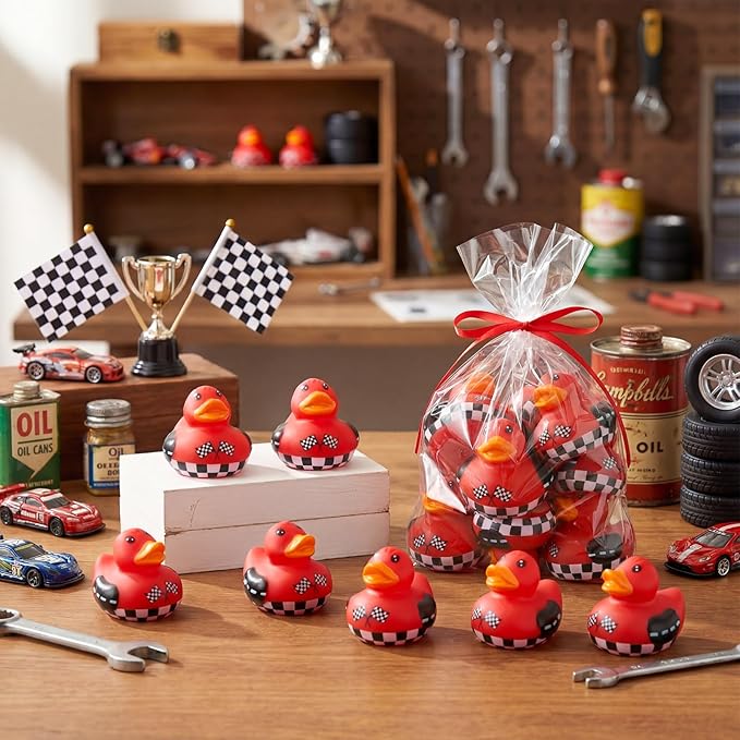 60 Pcs Race Car Party Favors - 2 Inch Rubber Duck in Bulk Mini Duckies for Ducking, Tiny Ducks for Kids Birthday Party Gifts Baby Shower Bath Time Piñata Fillers Gift Bag Stuffers