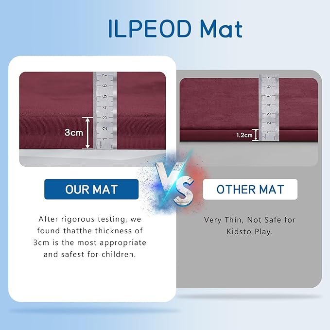 Baby Play Mat for Floor Nursery Muscle Mat Area Playroom Rug 39"x59" Memory Foam 1.3" Thick Crawling Mat for Babies,Toddlers, Infants,Kids (Burgundy)