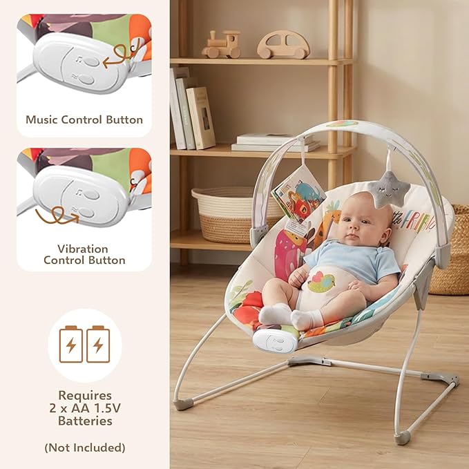 Baby Bouncer for Infant, Baby Bouncer seat,Electric Infant Bouncers with Music for Babies 0-6 Months Up to 20 lbs