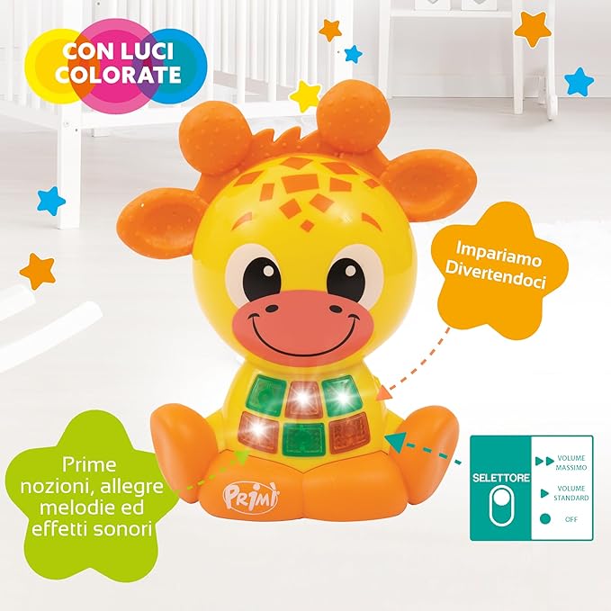 Musical Giraffe, Interactive Game in Italian with Lights, +20 Sounds and Educational Songs, Tactile Ears and Adjustable Volume