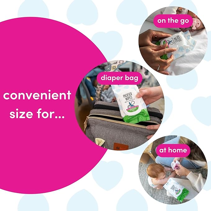 Dapple Baby Pacifier Wipes for Infants and Toddlers - (3 Pack) 40 Count - Fragrance-Free, Hypoallergenic & Food-Grade - Diaper Bag Essentials