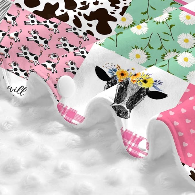 Personalized Baby Car Seat Canopy for Babies with Name, Custom Farm Cow Pink Car Seat Covers for Girls, Opening Minky Nursing Breastfeeding Stroller Cover Carseat Canopies for Infant Newborn