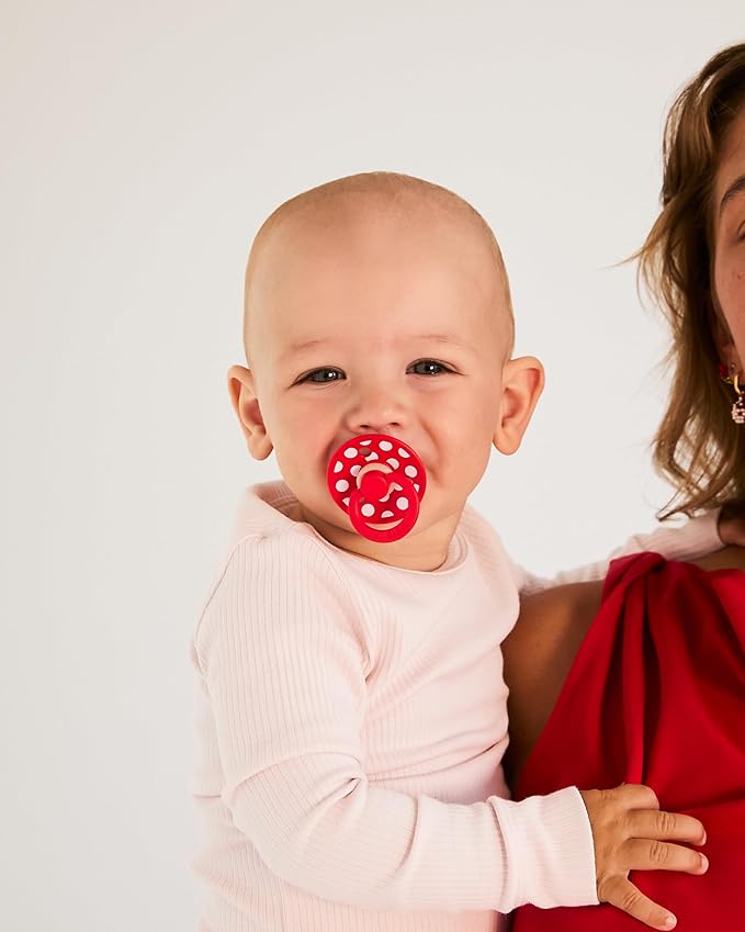 BIBS Polka Dots Pacifier 2-Pack, BPA Free Pacifiers with a Round Latex Nipple, Made in Scandinavia, Size 2 (6-18 Months), Sage/Iron