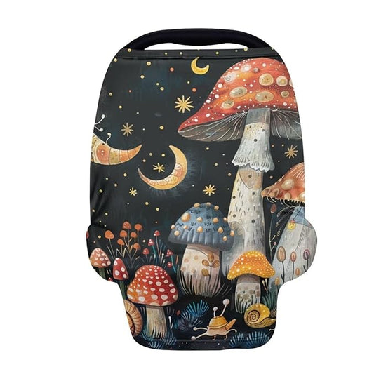 Youngerbaby Mushroom Baby Car Seat Covers Nursing Cover Breastfeeding Soft Infant Carseat Canopy,Stretchy Breathable Cover for Stroller High Chair Shopping Cart Canopies