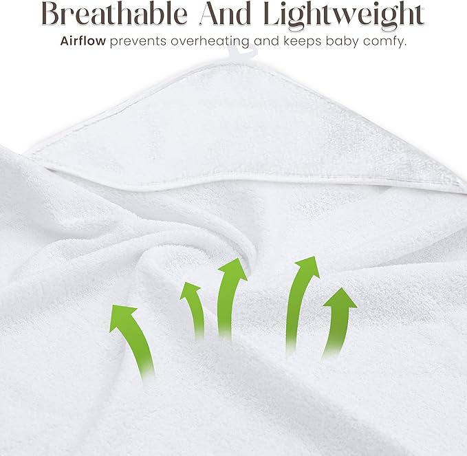 Organic Bamboo Hooded Baby Towels with Washcloths – 3 Hooded Towel (30x30 inches) & 3 Washcloth (10x10 inches) – Ultra Soft, Absorbent & Cozy Baby Wash Cloths for Newborn and Infants