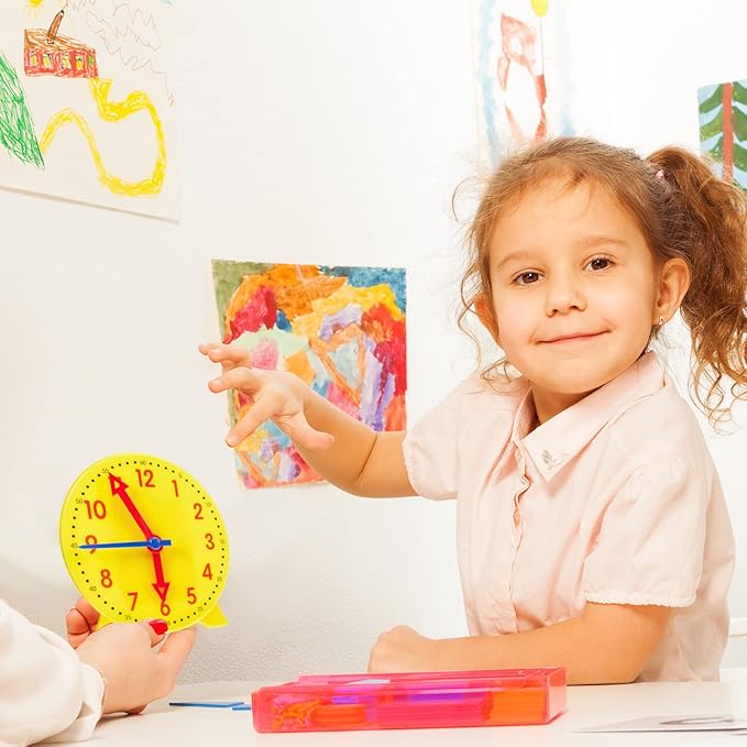 Henoyso 6 Pcs Teaching Clock Kit for Kids to Tell Time Mini Teaching Clock Bulk for Student Early Basic Math Skills Development Teacher and Classroom Supplies