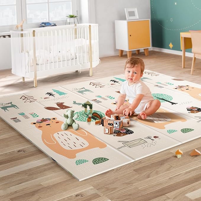 UANLAUO Play Mat for Baby Playmat 59" X 59" Play Mats for Babies and Toddlers, Infant Foam Mats for Kids, Reversible Portable Play Mat for Indoor, Outdoor - Perfect for Playtime and Tummy Time