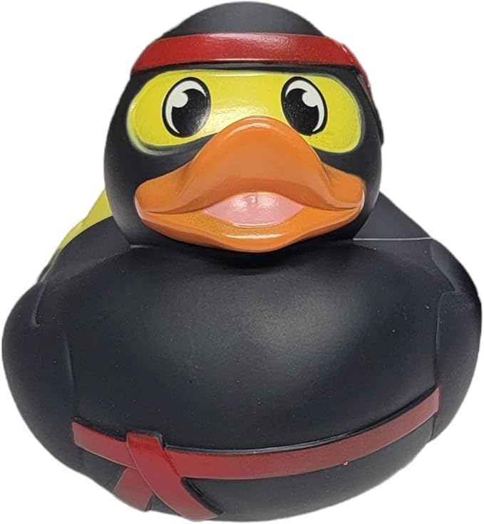 Big Rubber Ducky Collectible Mix (5.5") Alien, Robot, Dinosaur, Splat, Ninja, Confetti, Pink Heart, Yellow, Unicorn and Astronaut. Perfect for Ducking (Ninja)