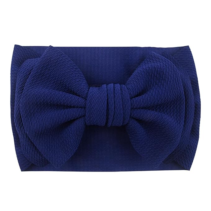 Bows for Baby Girls Headband, Newborn Bows Headbands Baby Hair Bows Hairbands Hair Accessories.(FD104-Navy Blue White)