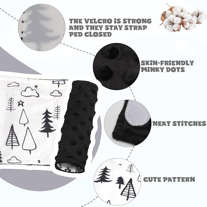Car Seat Strap Covers for Babies Soft Car Seat Belt Covers, Mink Car Seat Straps Shoulder Pads for Boys and Girls, Black