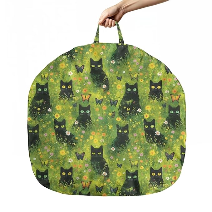 Green Grass and Black Cat Newborn Lounger Cover Strechy Newborn Lounger Cover, Removable and Ultra Soft Sung Fitted Baby Lounger Slipcover Protector Easy to Use and Dustptoof