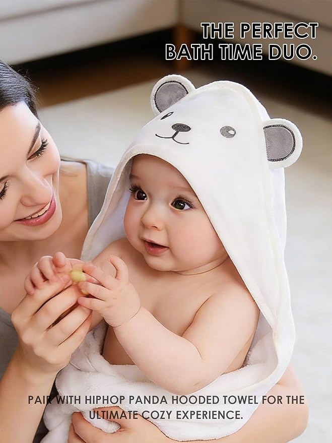 HIPHOP PANDA Baby Washcloths, Rayon Made from Bamboo - 2 Layer Ultra Soft Absorbent Newborn Bath Face Towel - Reusable Baby Wipes for Delicate Skin - Honey, 6 Pack