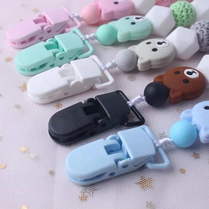 10-Pack Pacifier Clip Replacement Ends - BPA-Free Plastic Fasteners for DIY Baby Crafts, Sewing Bibs & Blankets Straps (3/4 Inch, 10 Color)