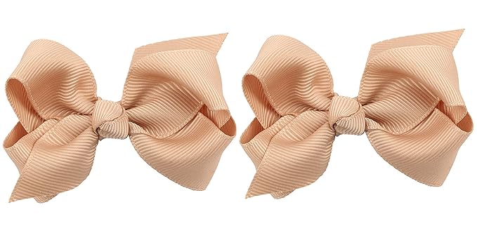 3 Inch Baby Girl Hair Bows Boutique Hair Clip Teens Toddlers Hairpin Headwear - Set of 2 (Light Coffee)