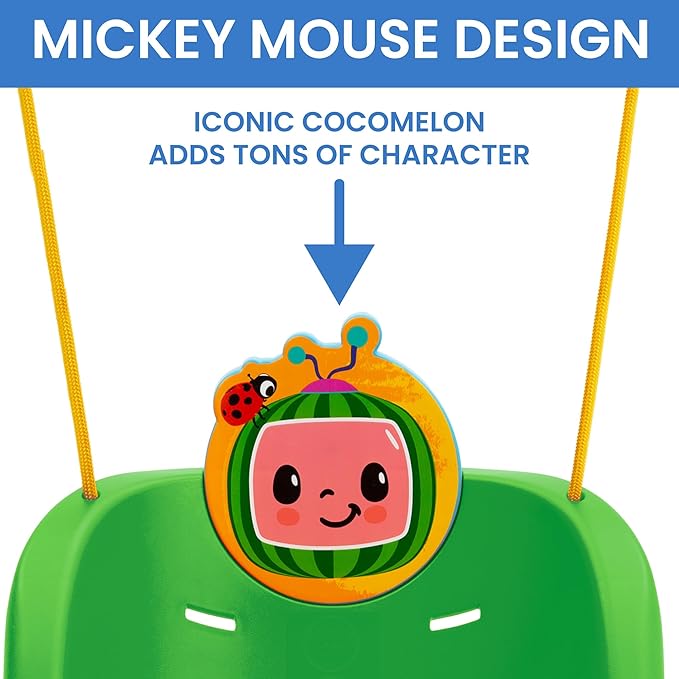 CoComelon 2-in-1 Outdoor Swing by Delta Children – for Babies and Toddlers – Full Bucket Seat