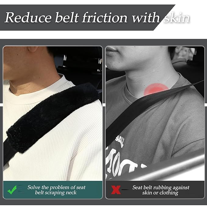 JXJKMMN 4-Pack Soft Plush Seatbelt Covers for Kids,Carseat Shoulder Padding Car Stroller Strap Cover Driving Protection Strap Cover Seat Belt Cushions Pads for Boys Girls (Black)